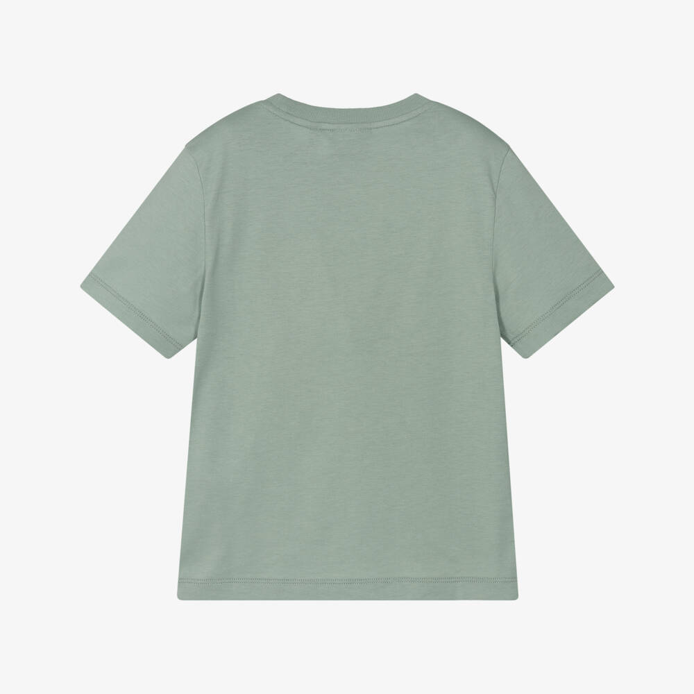 EA7 Emporio Armani-Green Cotton Tee for Boys | Childrensalon Outlet