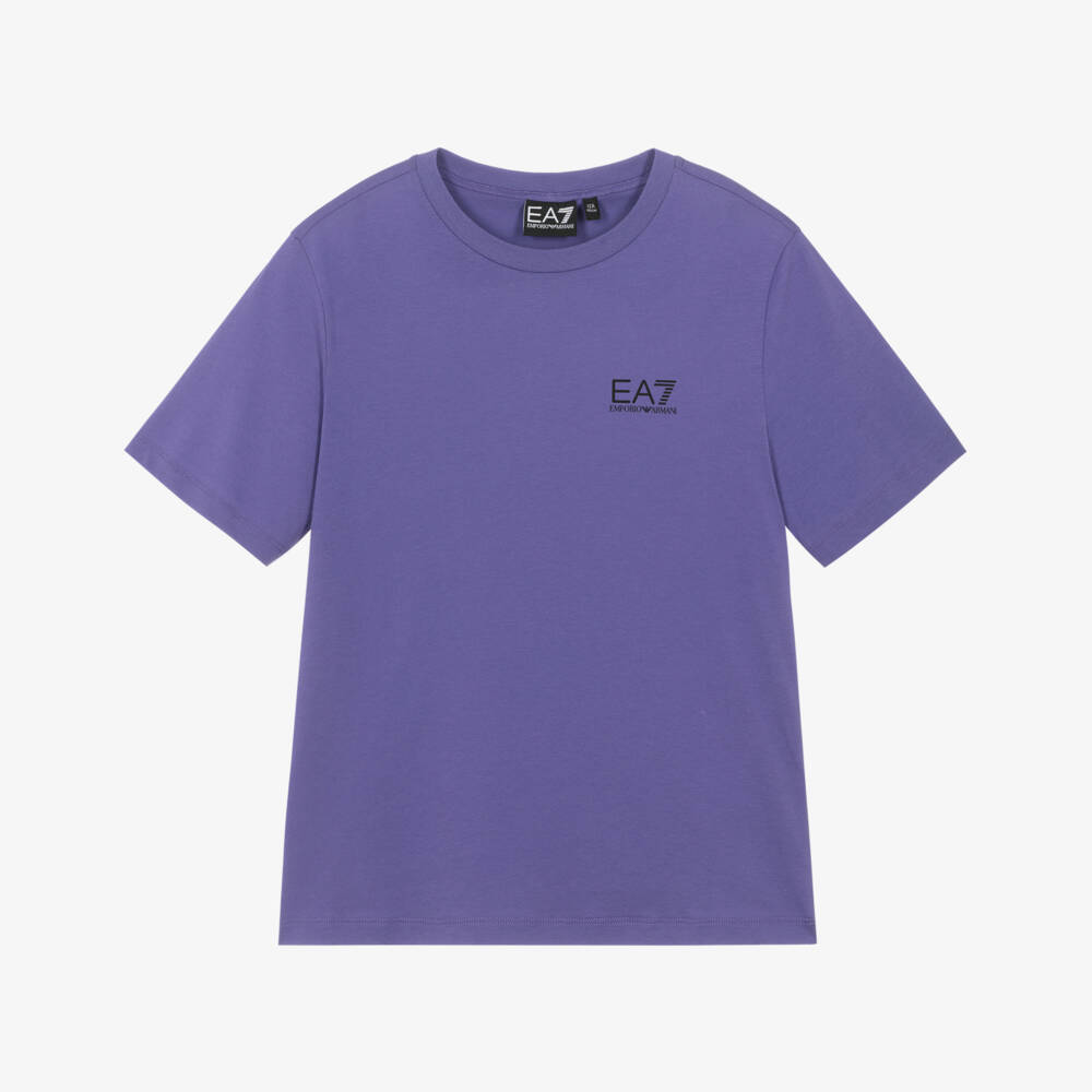 EA7 Emporio Armani-Purple Boys Cotton Tee Delight | Childrensalon Outlet