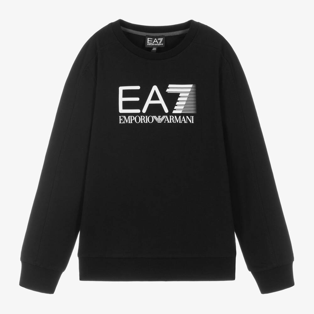 EA7 Emporio Armani - سويتشيرت تينز ولادي قطن لون أسود | Childrensalon