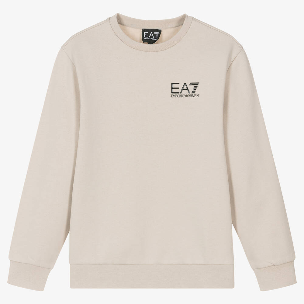 EA7 Emporio Armani - Teen Boys Beige Cotton Sweatshirt | Childrensalon
