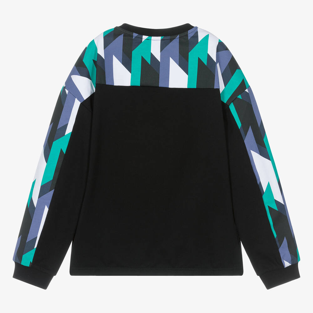 EA7 Emporio Armani Teen Boys Black Cotton EA7 Sweatshirt Childrensalon Outlet