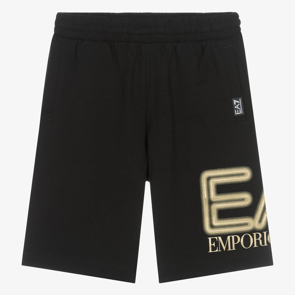 Teen Boys Black Cotton Oversized Shorts