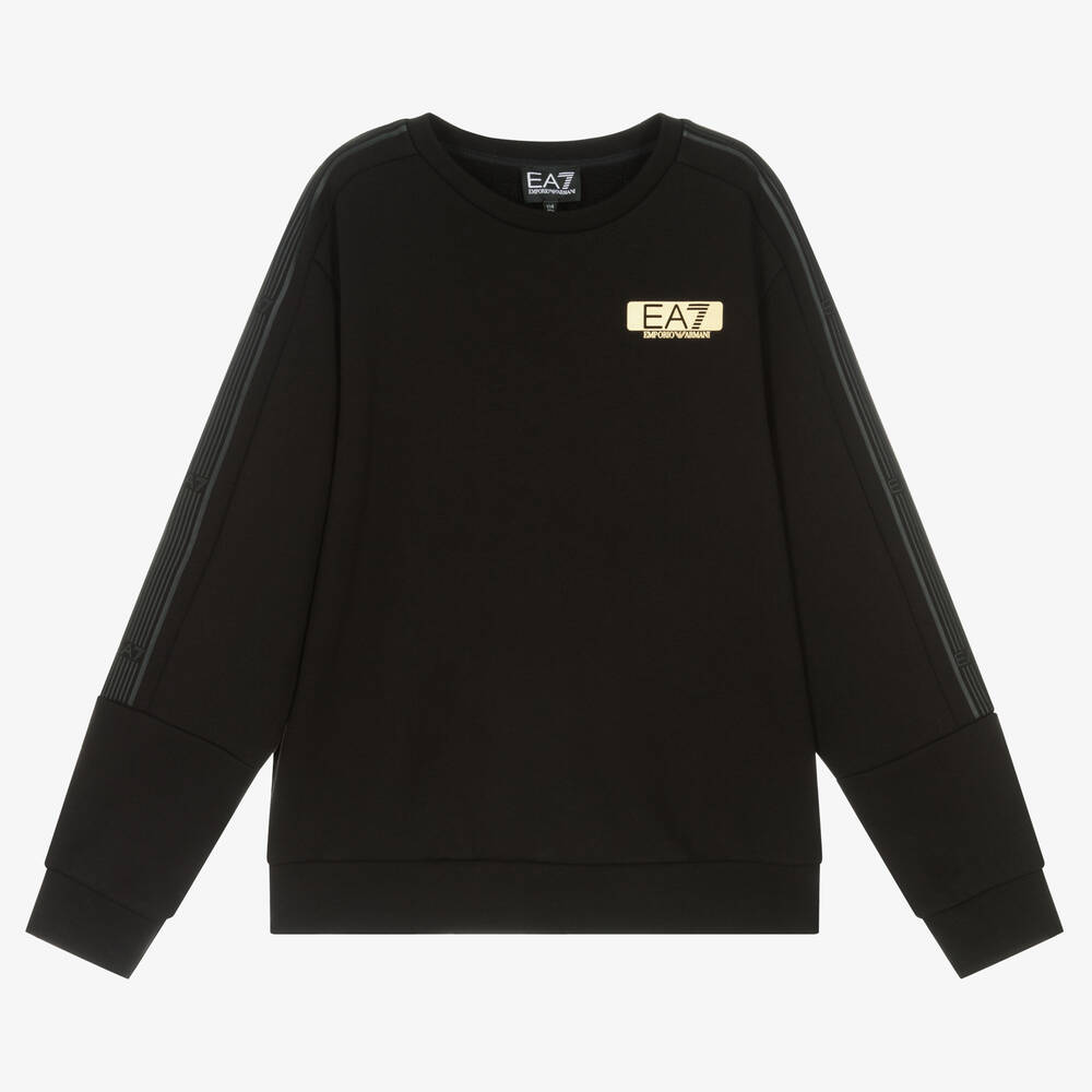 EA7 Emporio Armani - Teen Boys Black Cotton Sweatshirt | Childrensalon