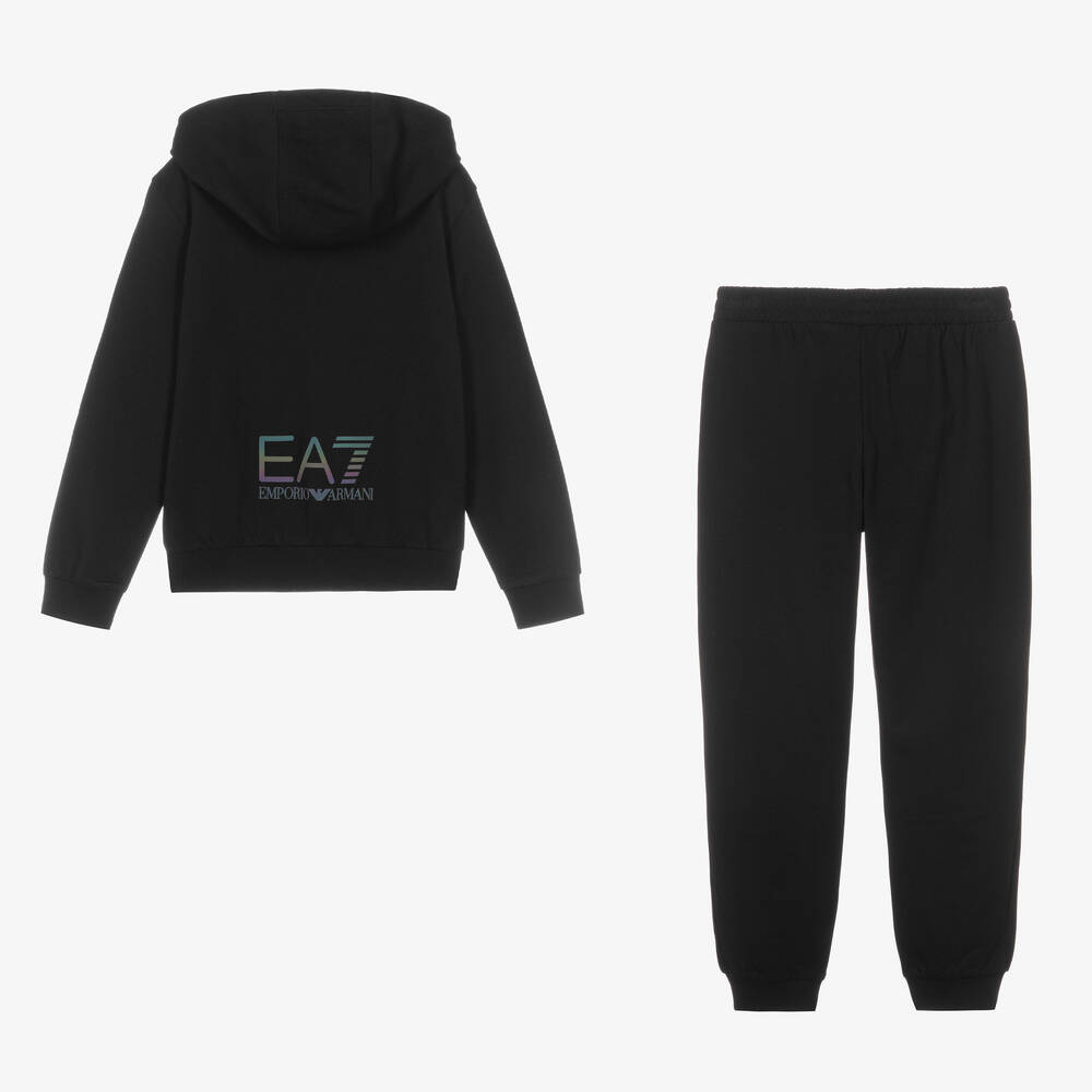 EA7 Emporio Armani Teen Boys Black Cotton Tracksuit