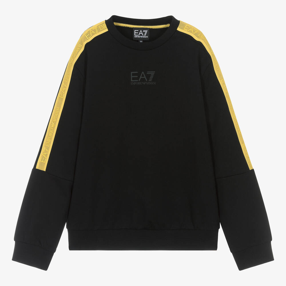 EA7 Emporio Armani-Teen Boys Black EA7 Cotton Sweatshirt | Childrensalon Outlet