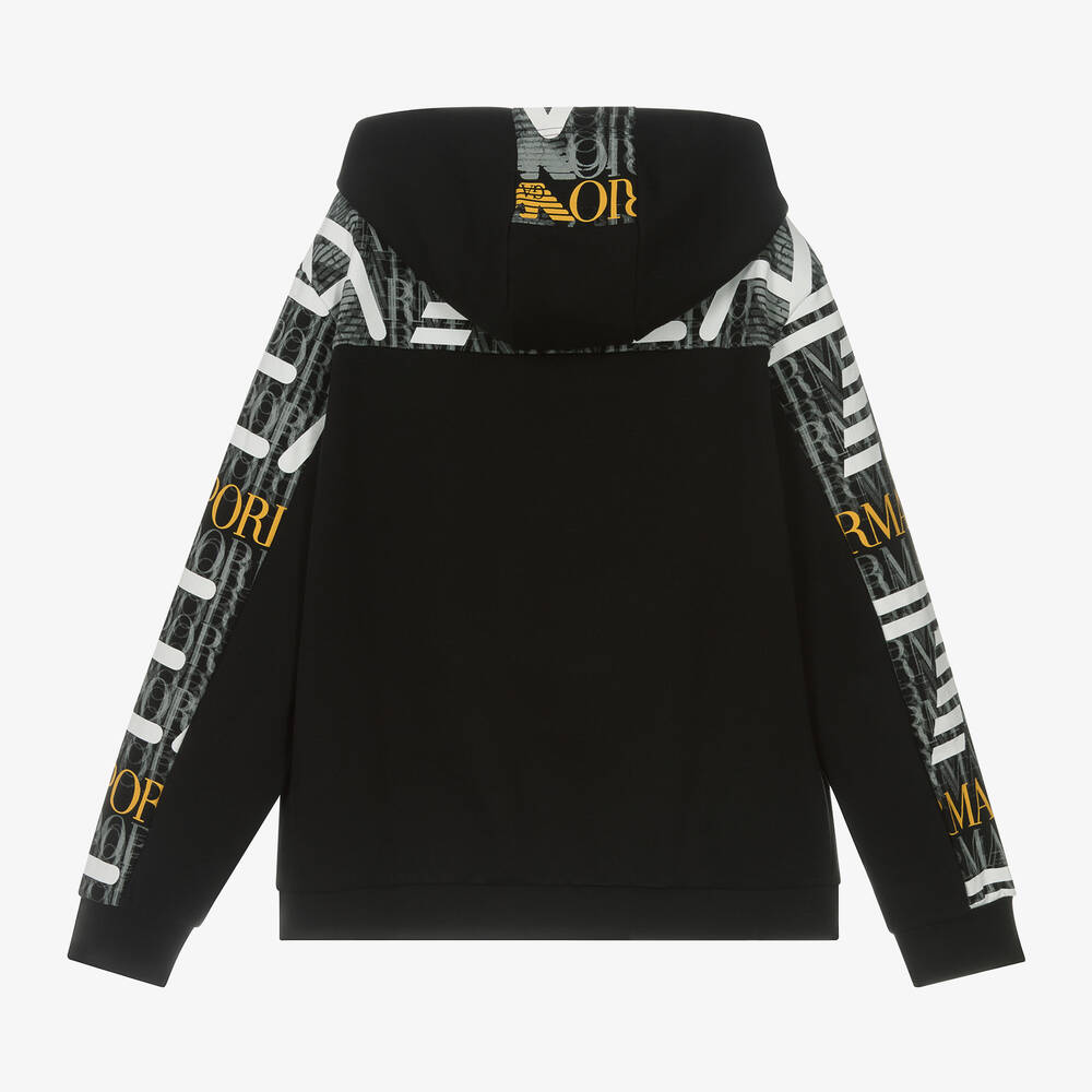 EA7 Emporio Armani Teen Boys Black Graphic Hoodie