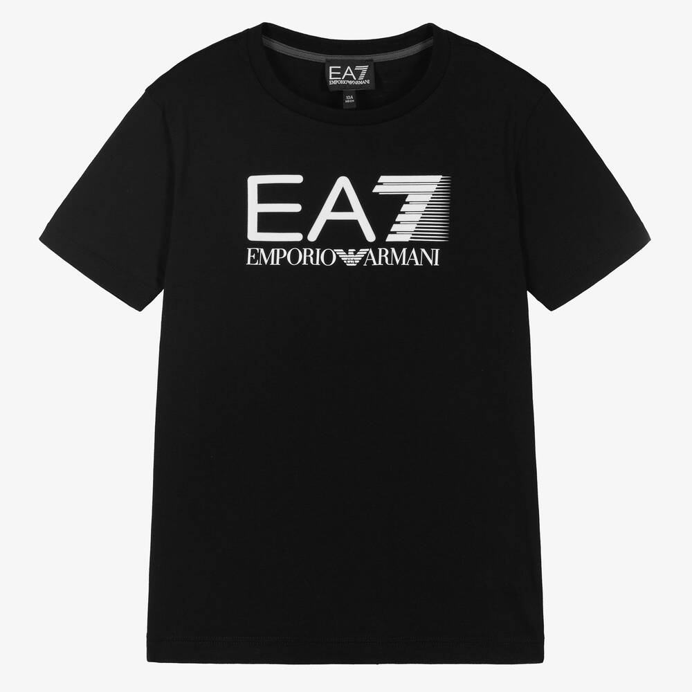 EA7 Emporio Armani - Черная футболка для мальчиков-подростков | Childrensalon