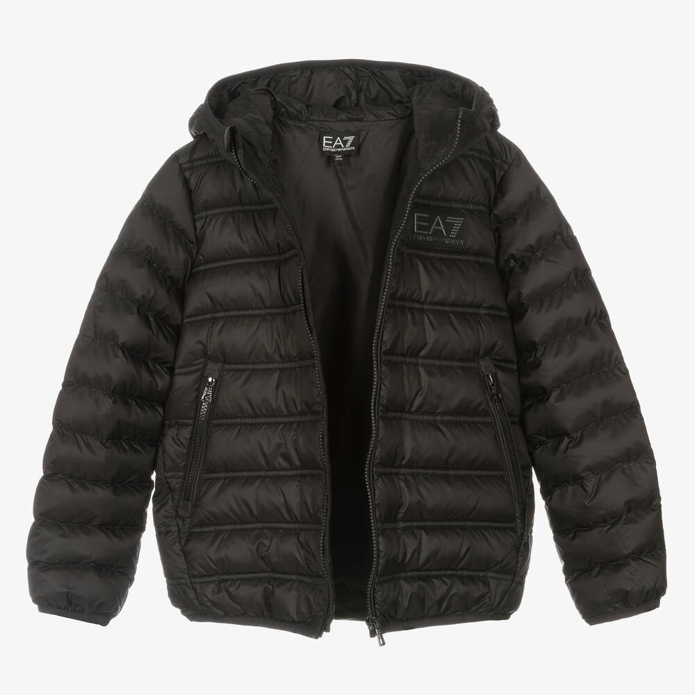 EA7 Emporio Armani Teen Boys Black Puffer Jacket