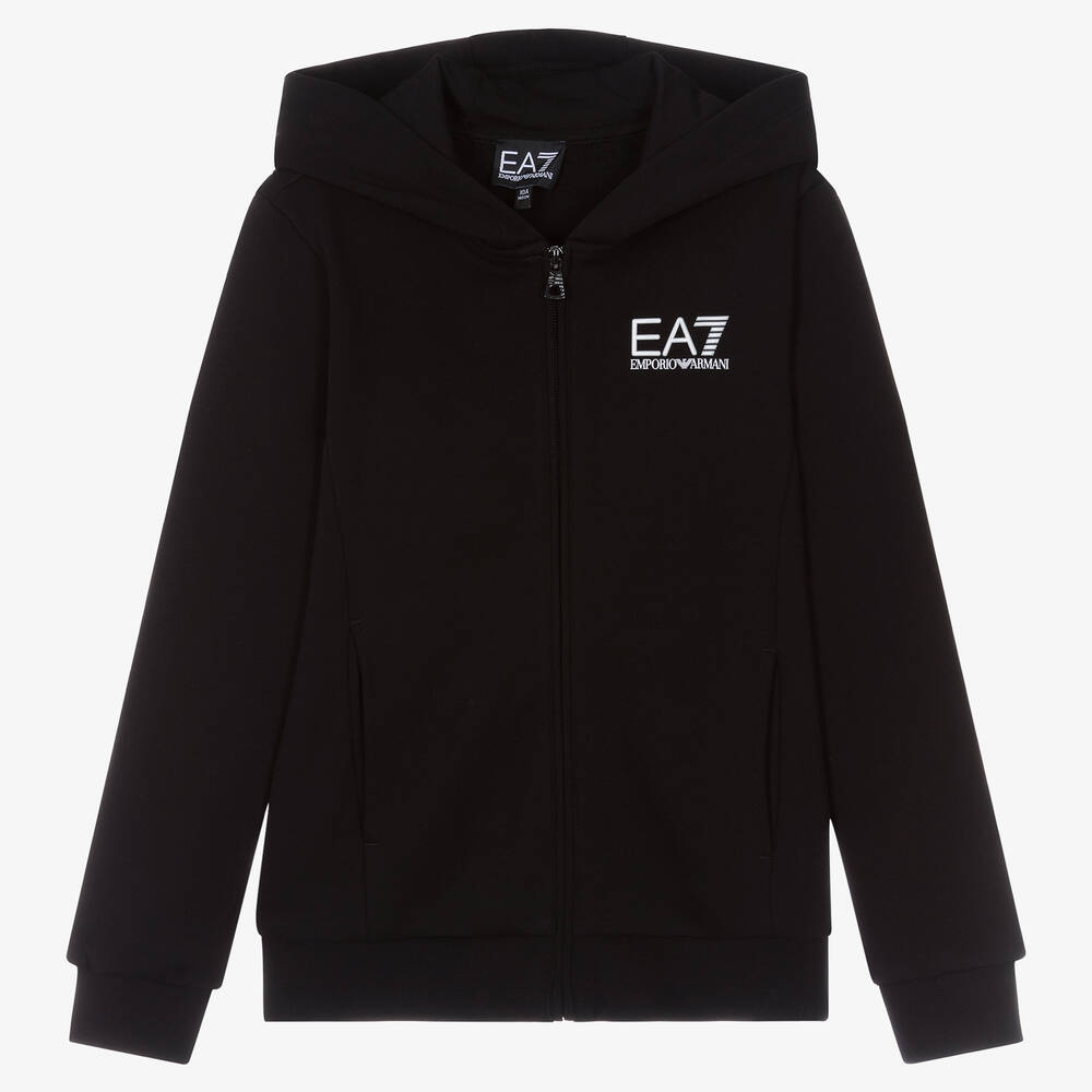 Ea7 black zip hoodie outlet