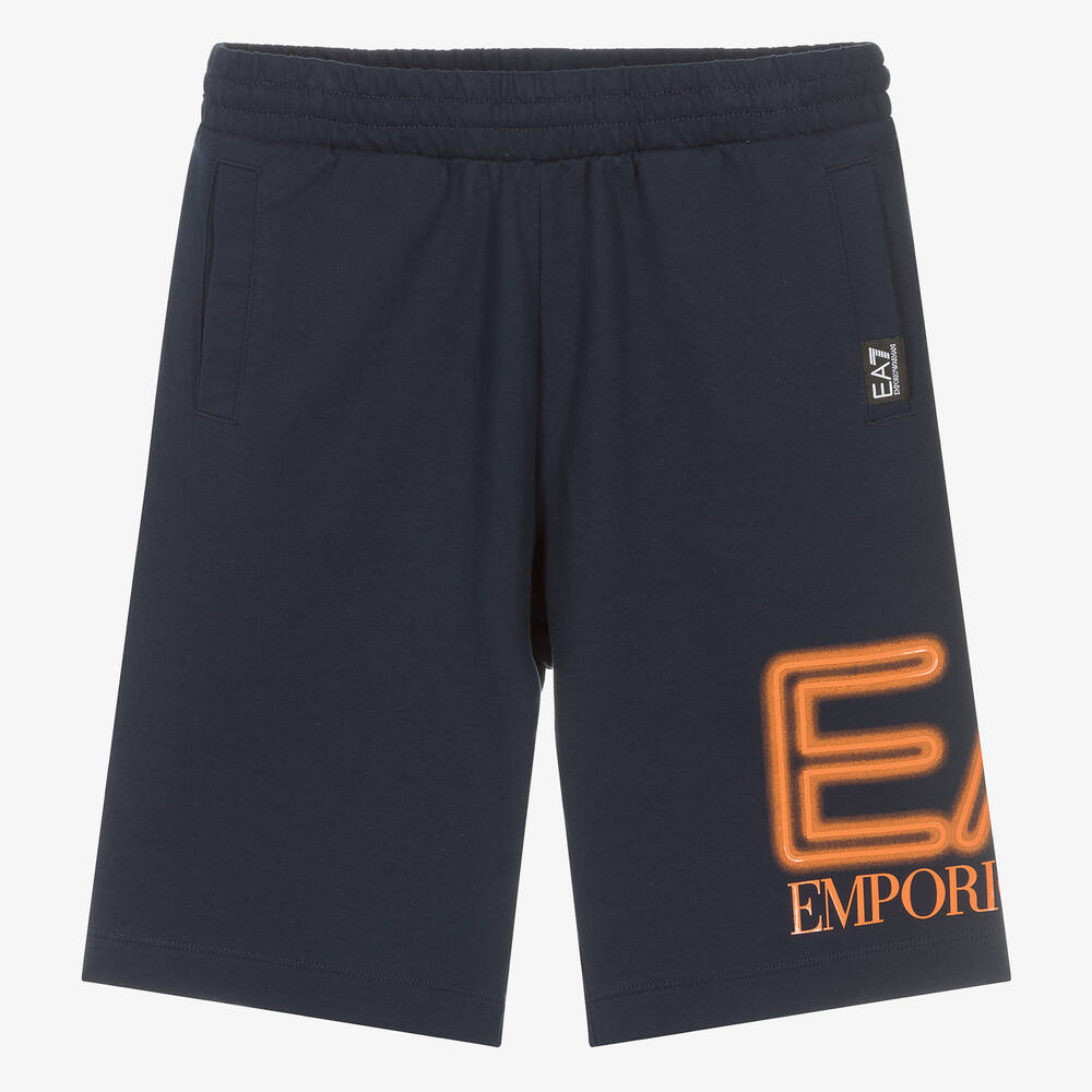 EA7 Emporio Armani-Teen Boys Blue Cotton Oversized Shorts | Childrensalon Outlet