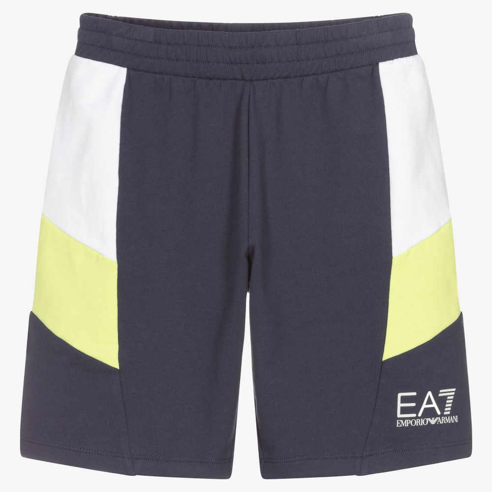 EA7 Emporio Armani - Teen Boys Blue Cotton Shorts | Childrensalon