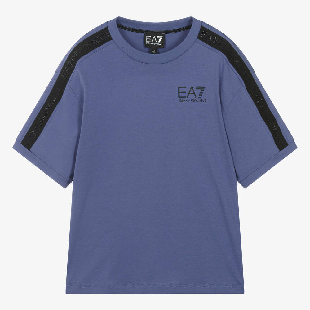 Teen Boys Blue Cotton Taped T Shirt