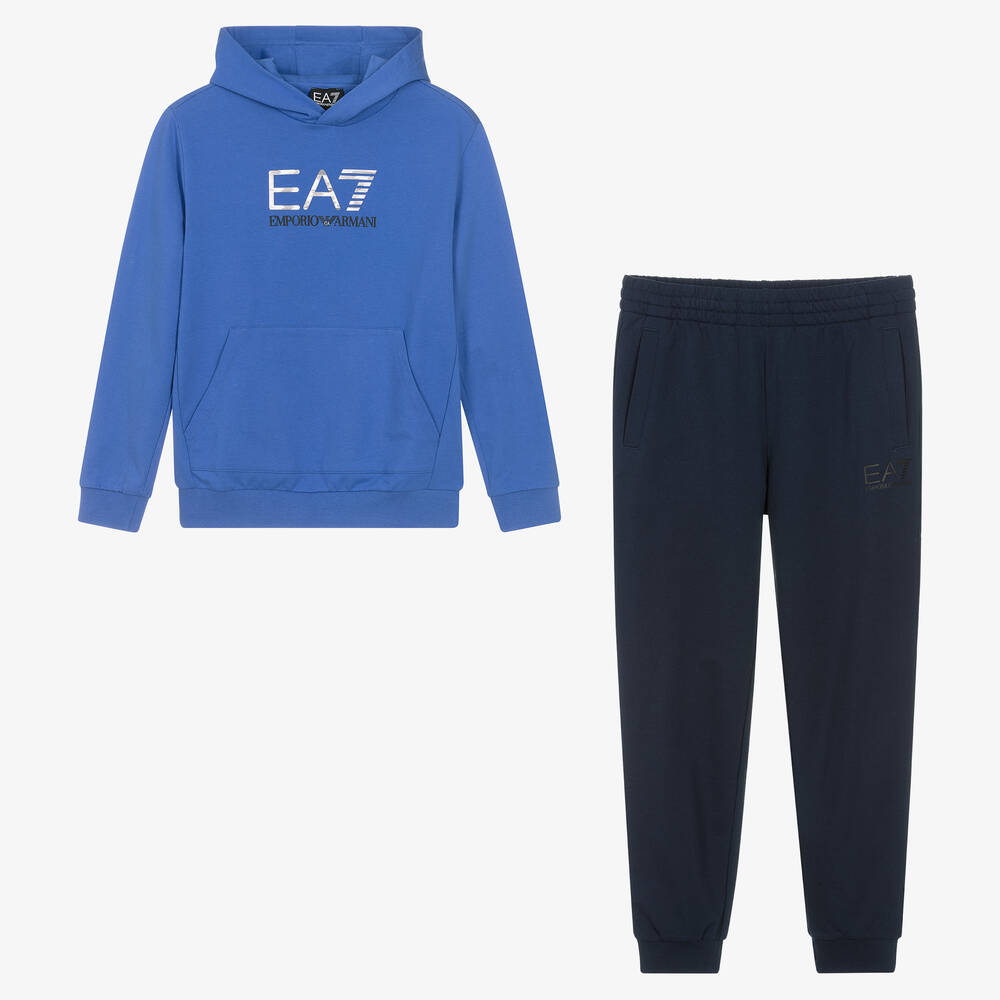 EA7 Emporio Armani - بدلة رياضية EA7 قطن لون أزرق للمراهقين | Childrensalon