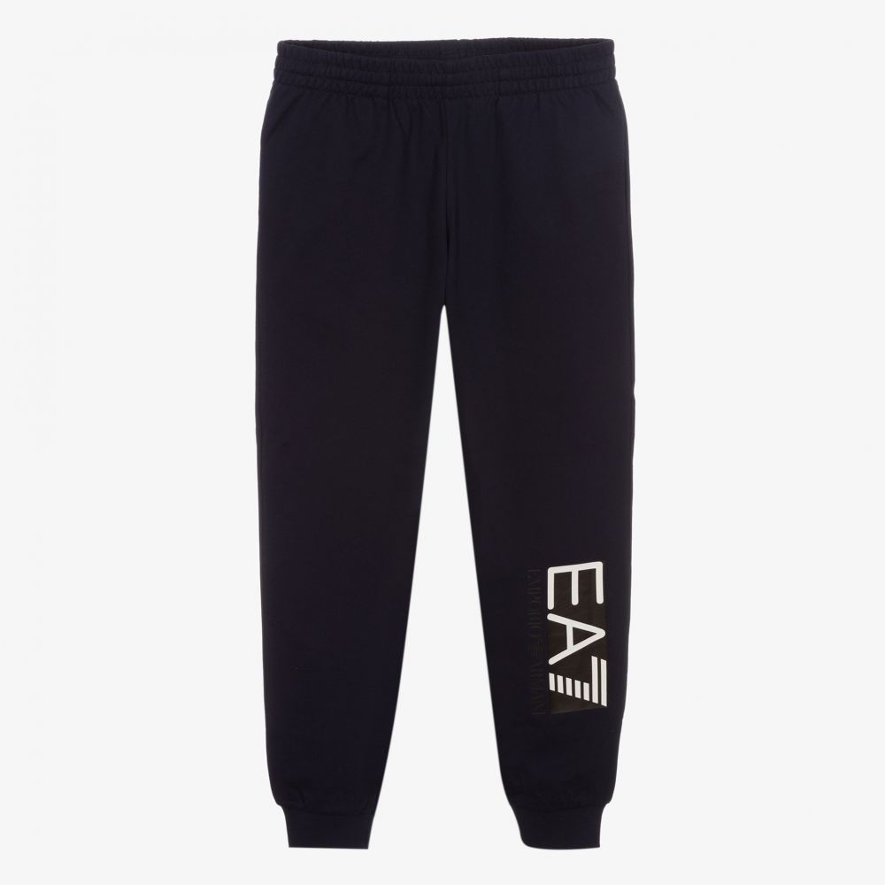 EA7 Emporio Armani - Teen Boys Blue Logo Joggers | Childrensalon