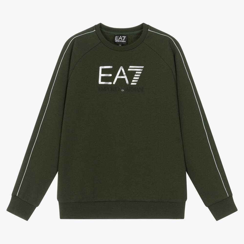 EA7 Emporio Armani - Teen Boys Green Cotton Sweatshirt | Childrensalon