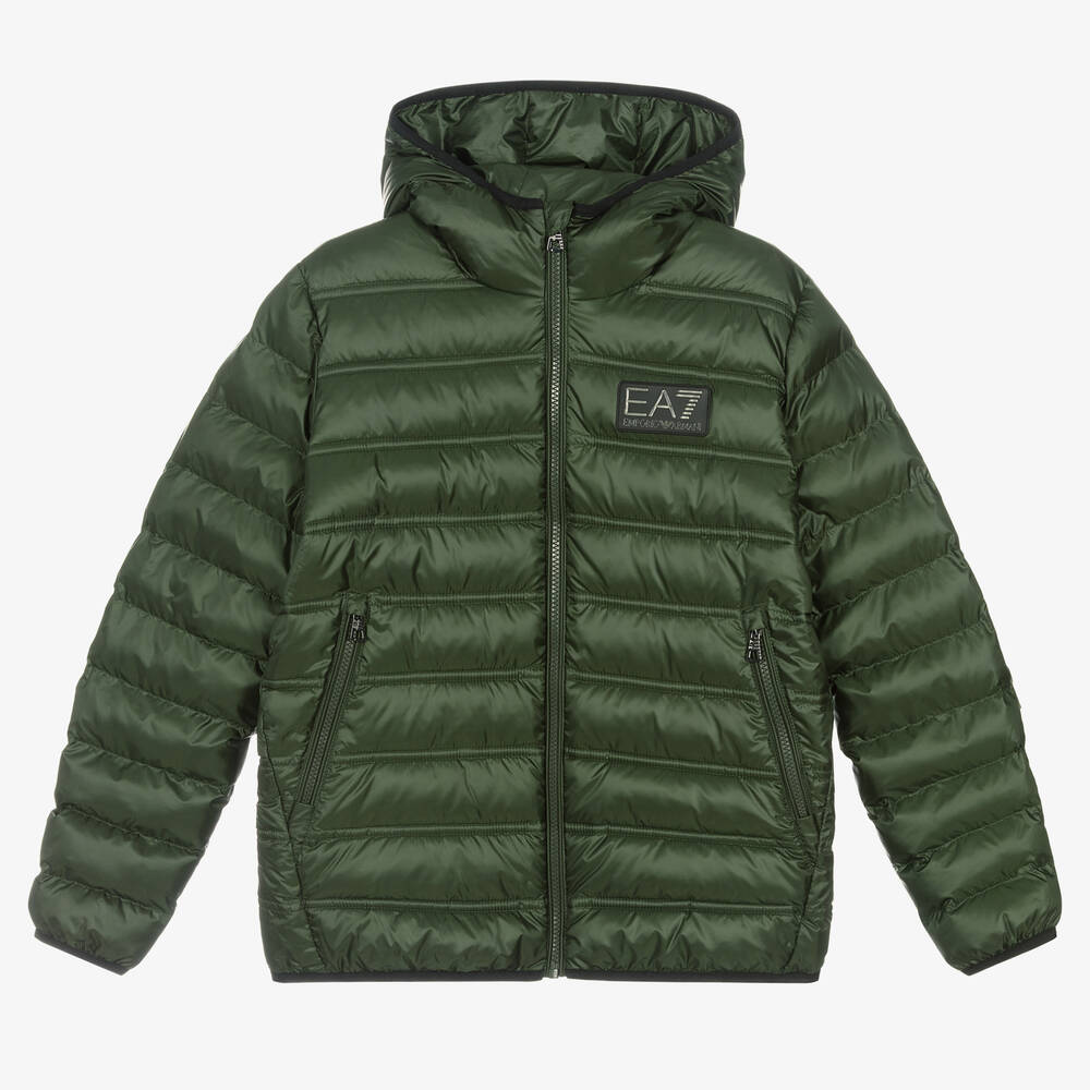 EA7 Emporio Armani - Teen Boys Green Puffer Jacket | Childrensalon