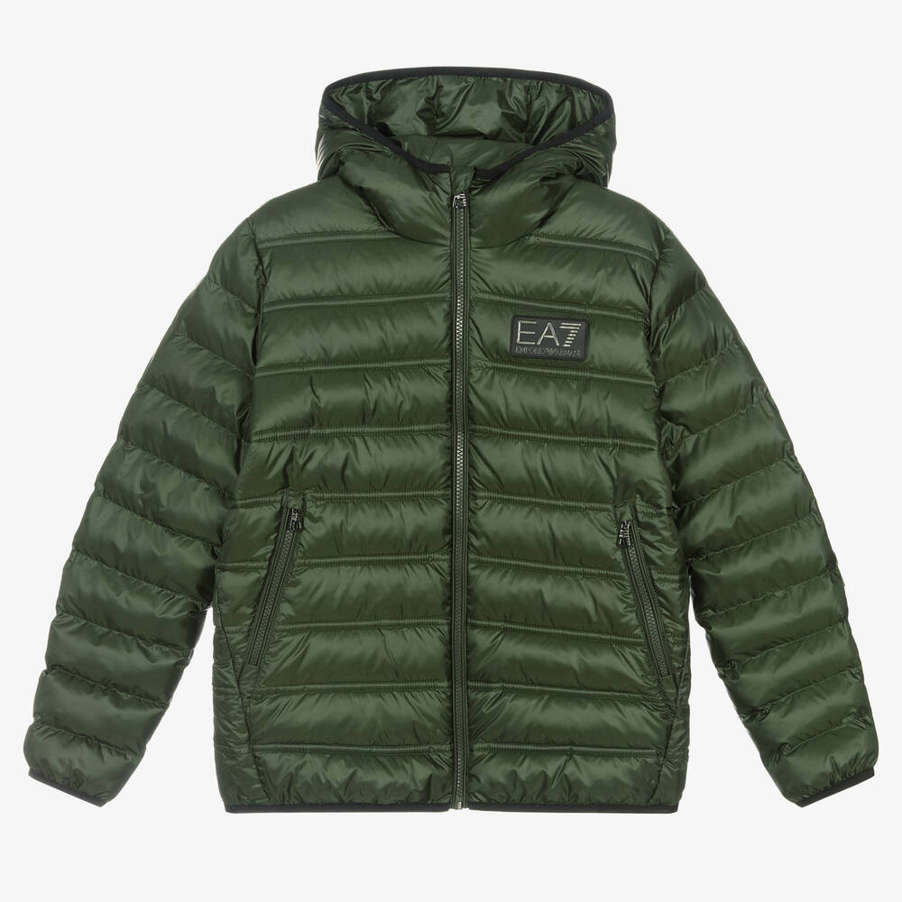 EA7 Emporio Armani - Grüne Teen Steppjacke für Jungen | Childrensalon