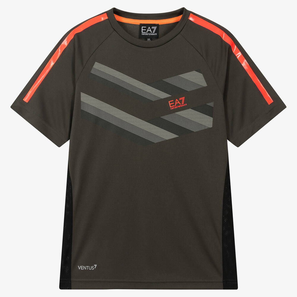 EA7 Emporio Armani - Серая спортивная футболка | Childrensalon