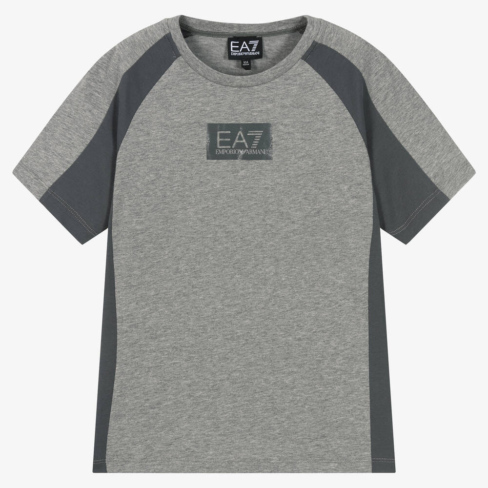 EA7 Emporio Armani - Teen Boys Grey Logo T-Shirt | Childrensalon
