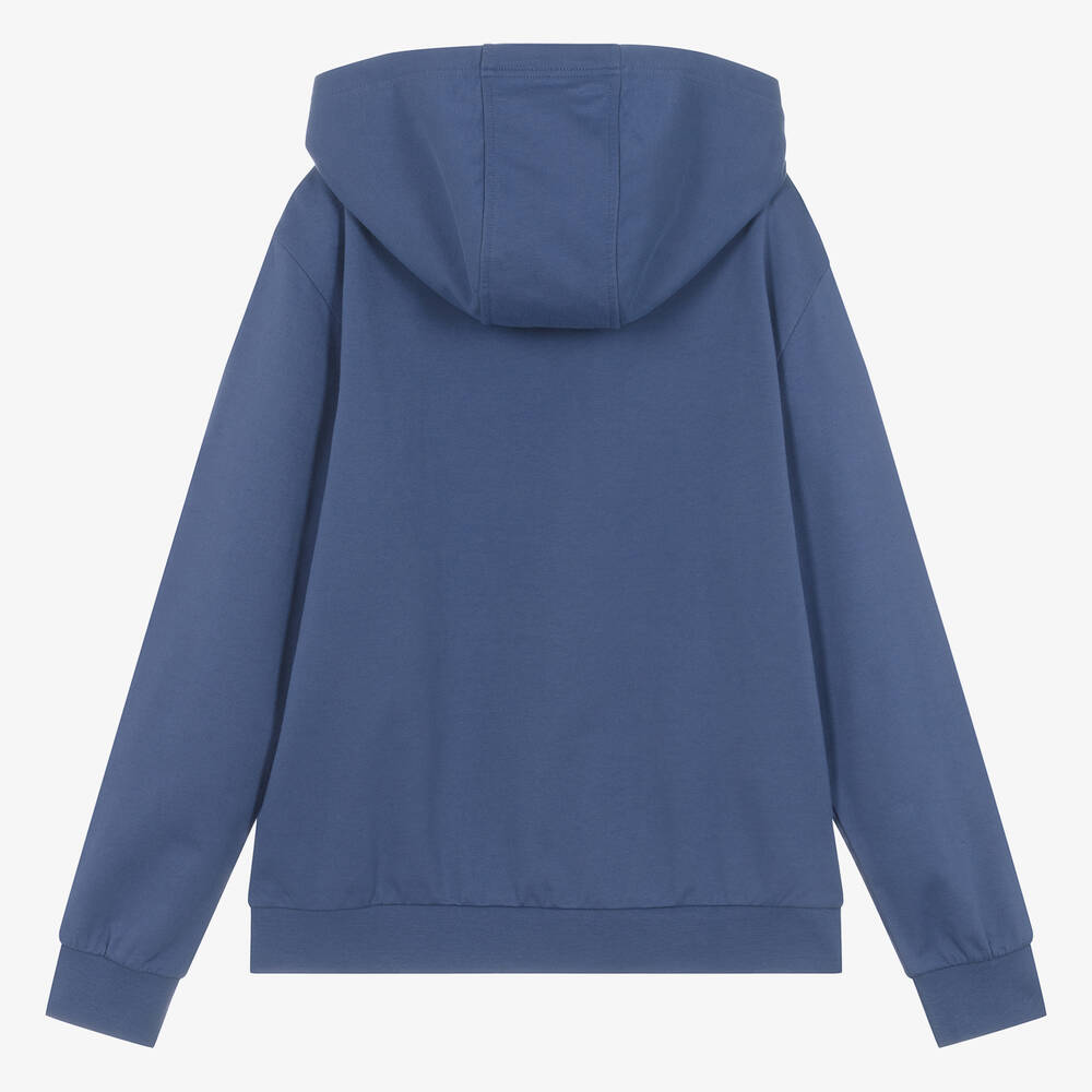 EA7 Emporio Armani Teen Boys Indigo Purple Cotton Hoodie Childrensalon Outlet