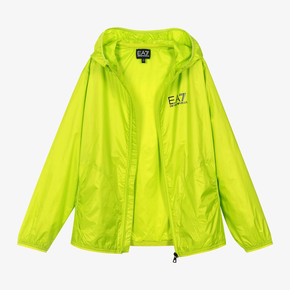 EA7 Emporio Armani Teen Boys Lime Green Windbreaker Jacket