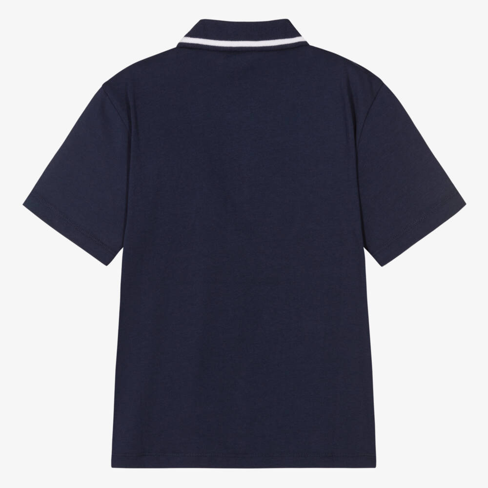 EA7 Emporio Armani-Teen Boys Navy Blue Cotton Polo Shirt With EA7 Logo | Childrensalon Outlet