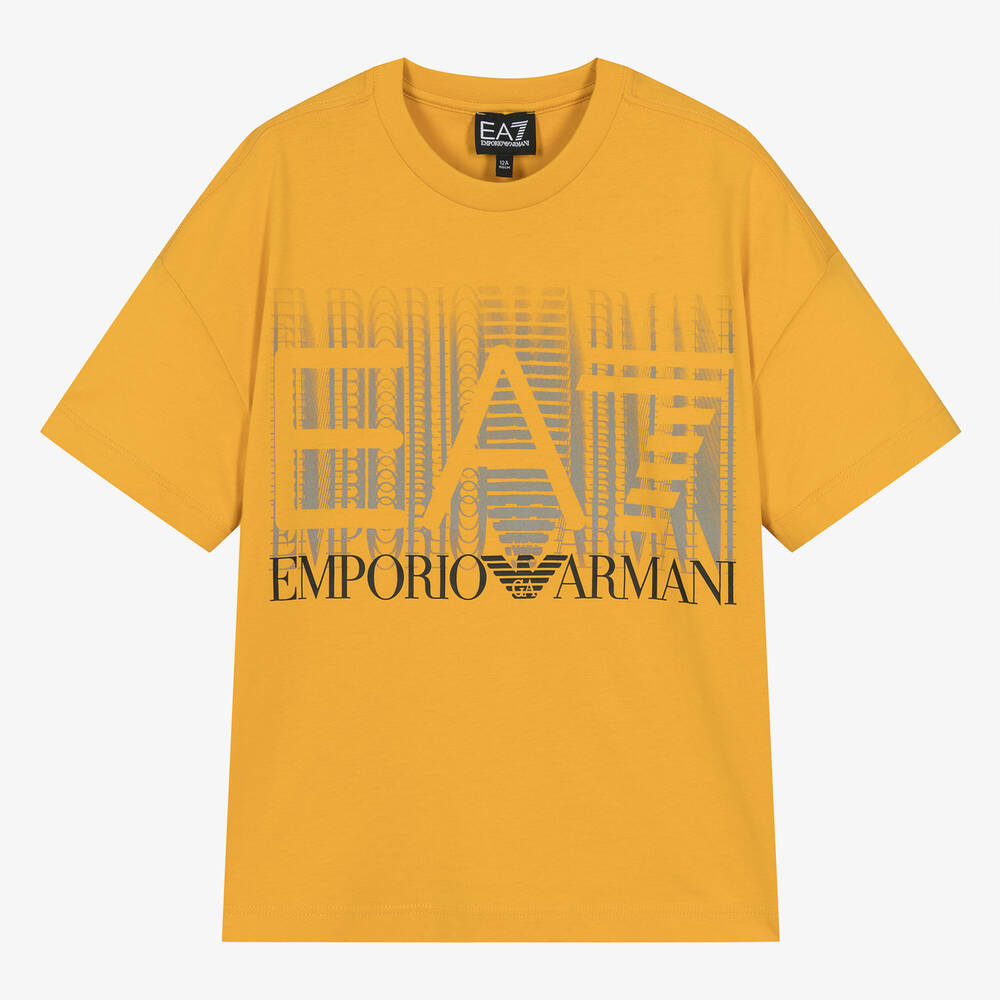 Teen Boys Yellow Cotton Graphic T Shirt
