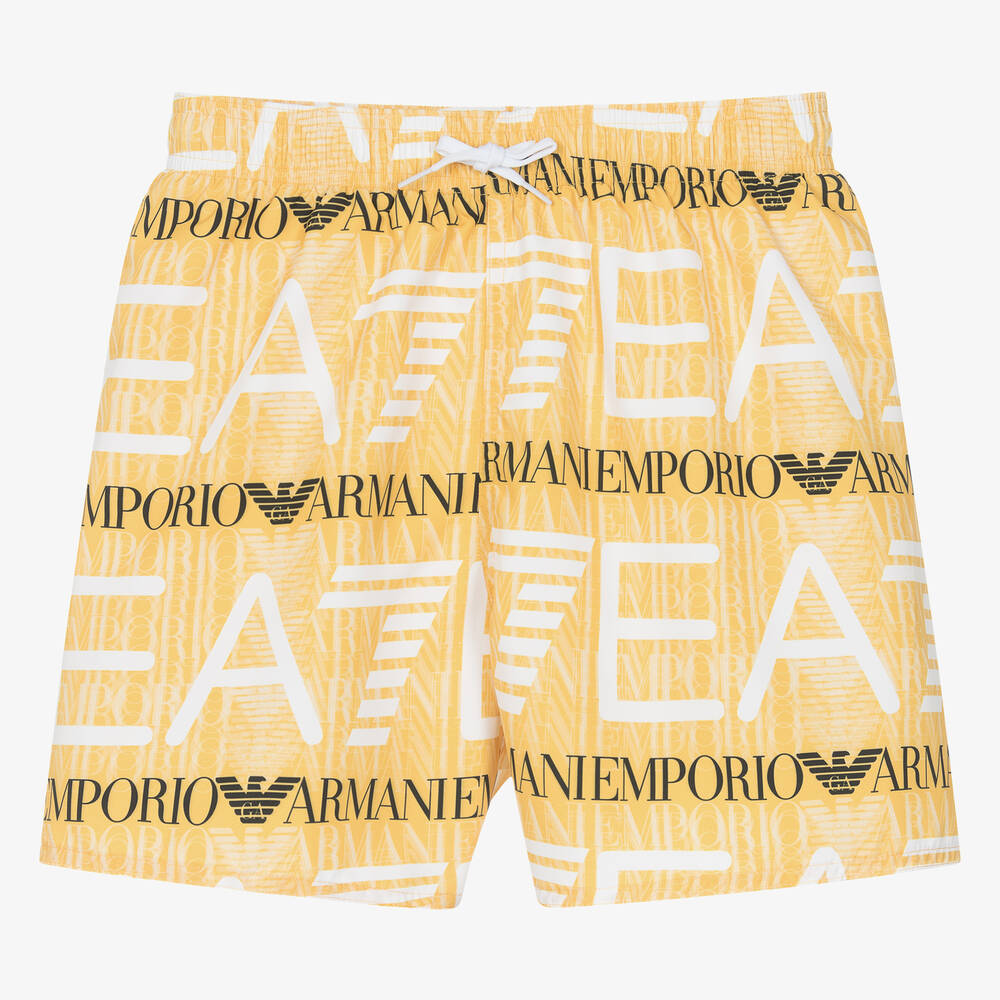EA7 Emporio Armani-Teen Boys Yellow EA7 Swim Shorts | Childrensalon Outlet