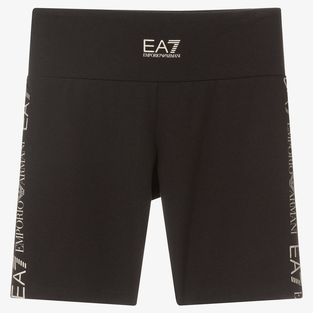 EA7 Emporio Armani - Schwarze Teen Baumwollshorts (M) | Childrensalon