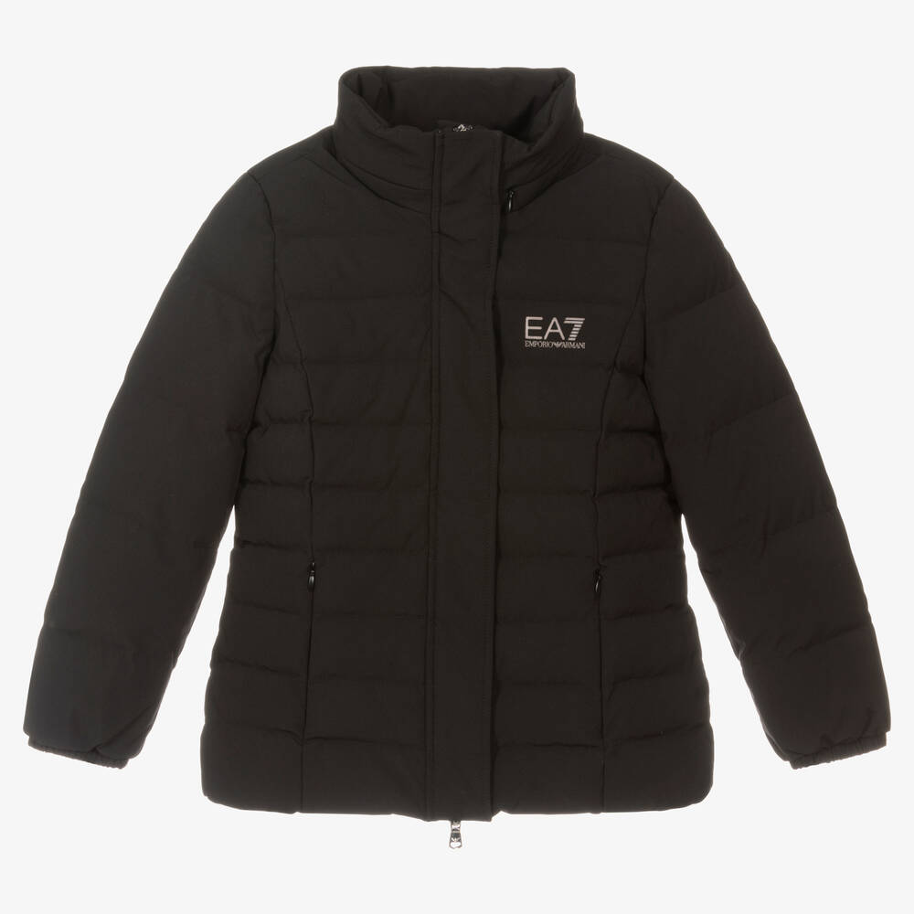 EA7 Emporio Armani - Черное пальто для подростков | Childrensalon