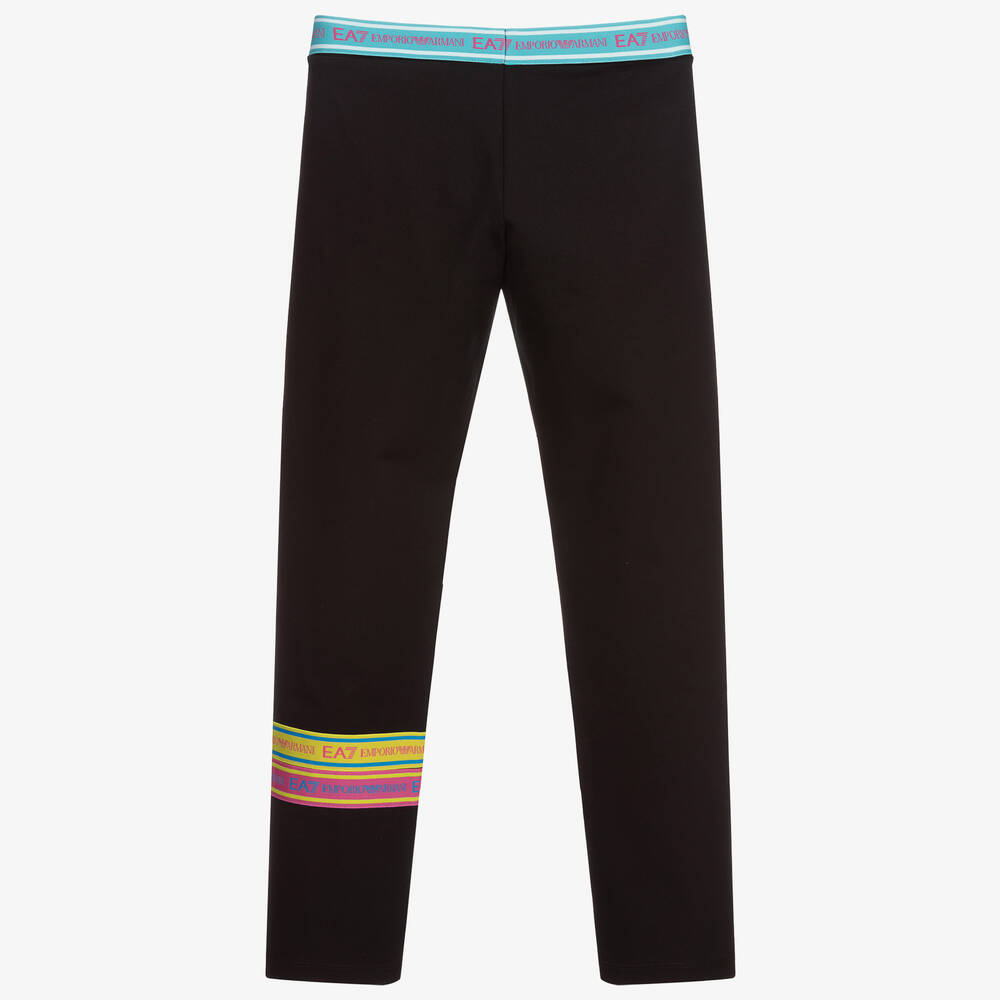 EA7 Emporio Armani-Teen Girls Black Logo Leggings | Childrensalon Outlet