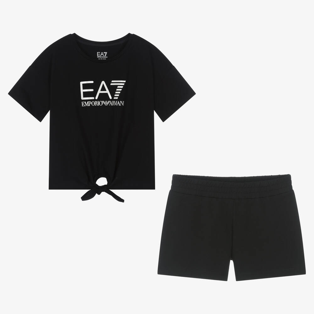 EA7 Emporio Armani - Ensemble short noir ado fille | Childrensalon