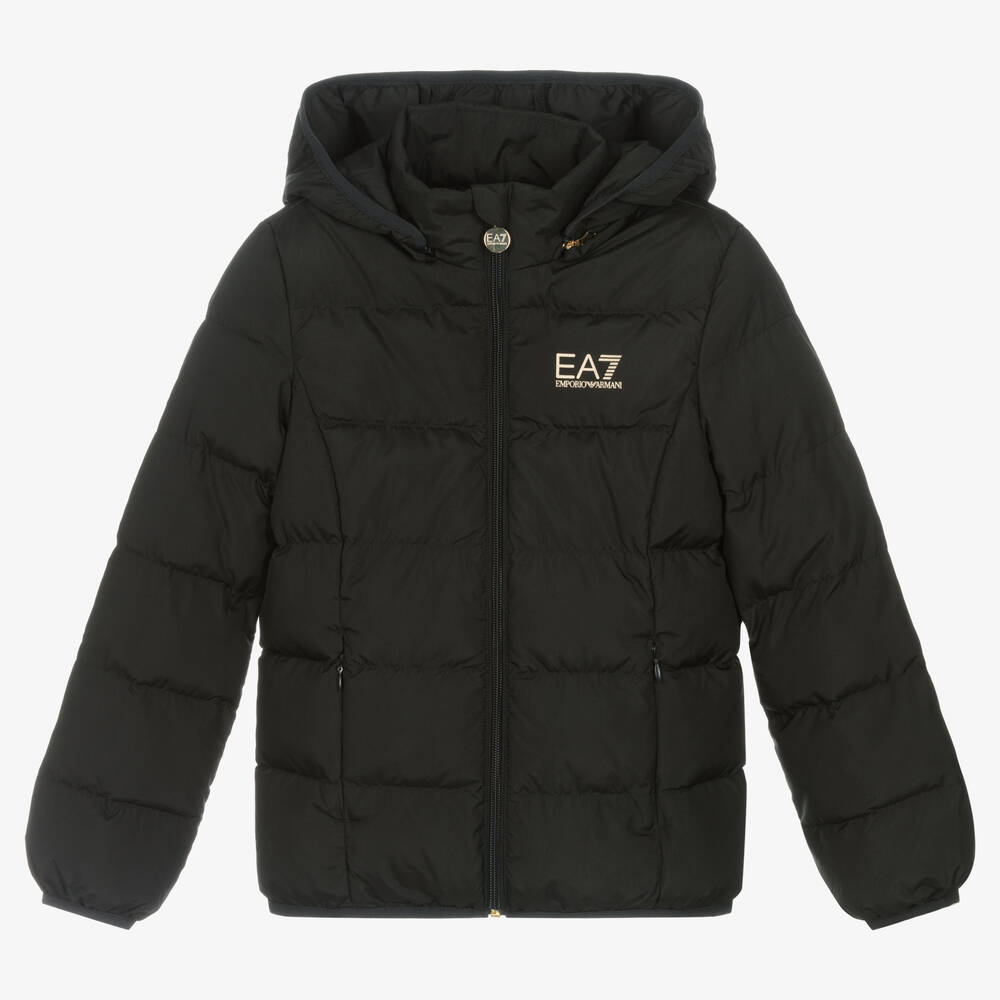 EA7 Emporio Armani - Teen Girls Black Padded Jacket | Childrensalon