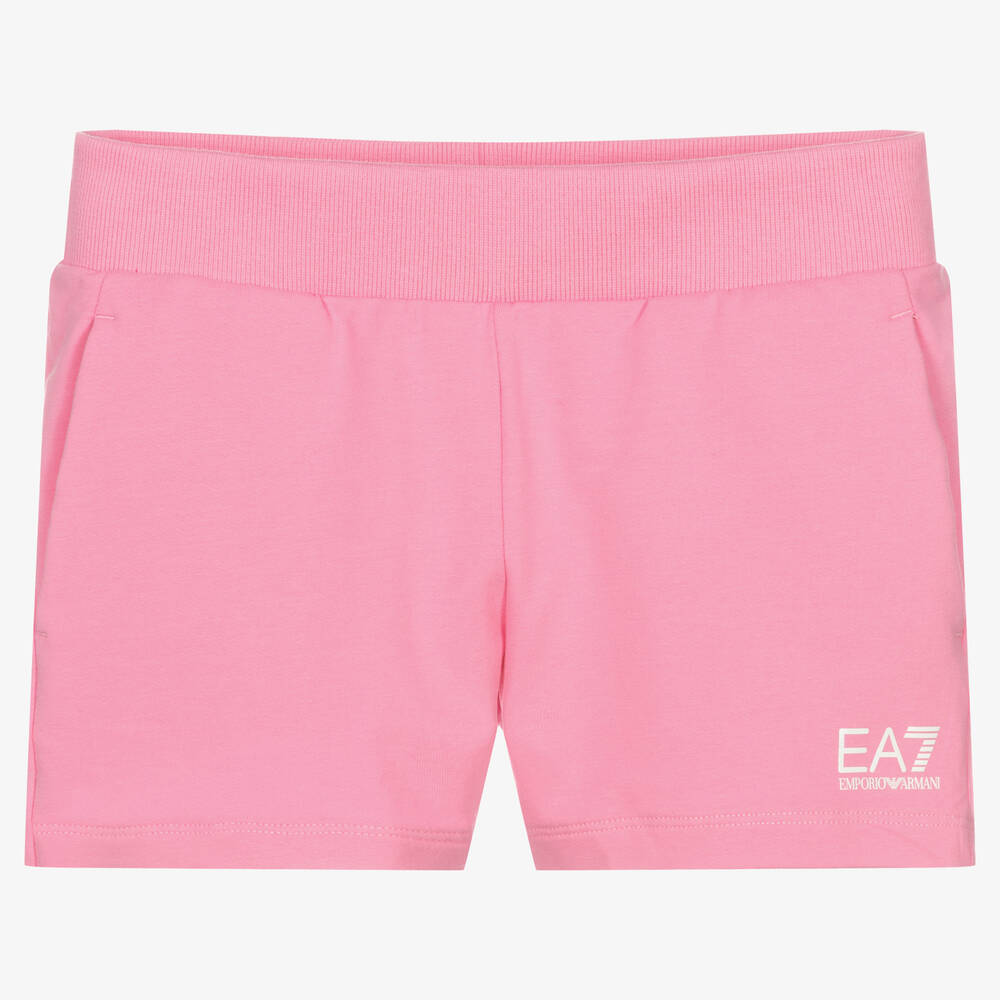 EA7 Emporio Armani - Teen Girls Pink Logo Shorts | Childrensalon
