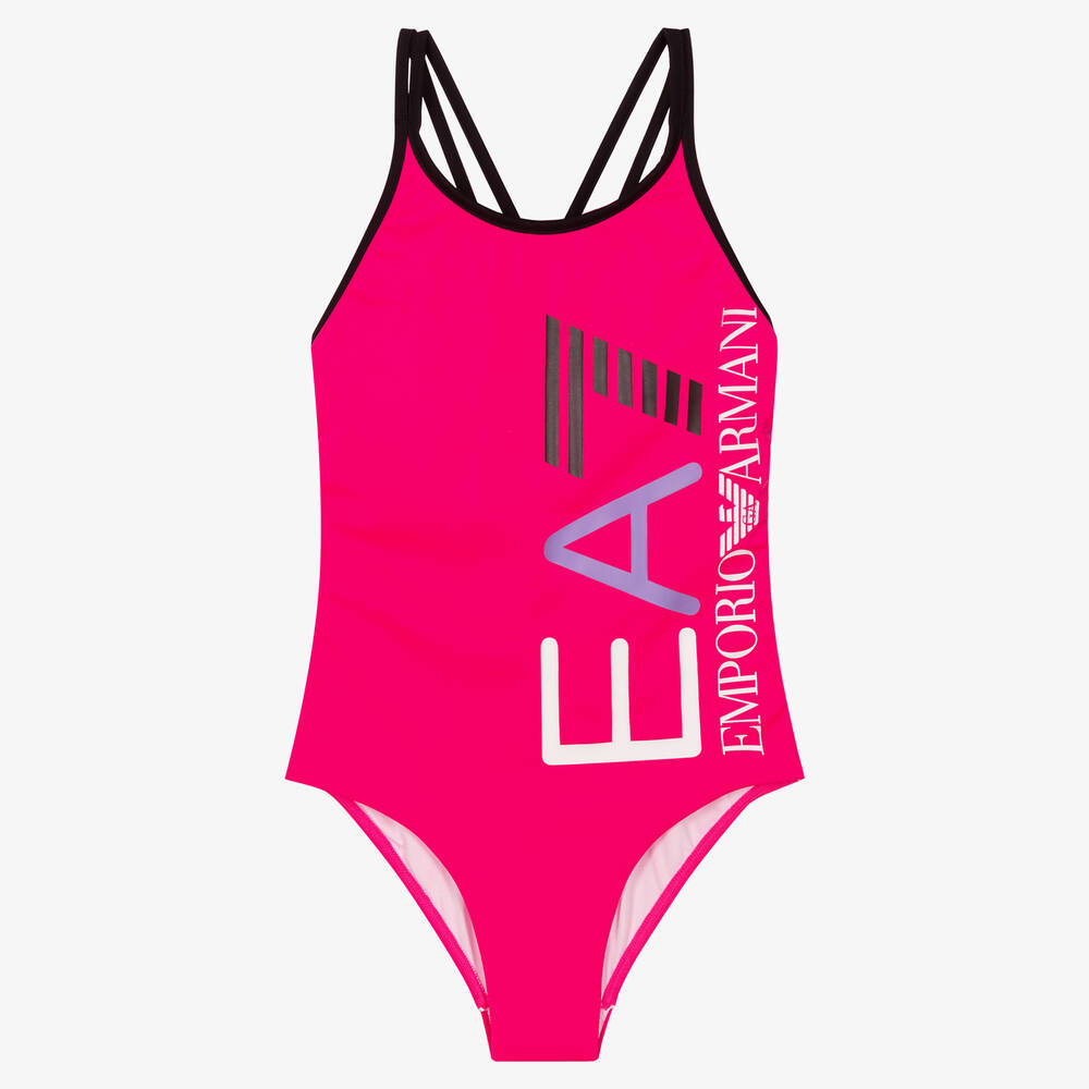 EA7 Emporio Armani - Teen Girls Pink Logo Swimsuit | Childrensalon
