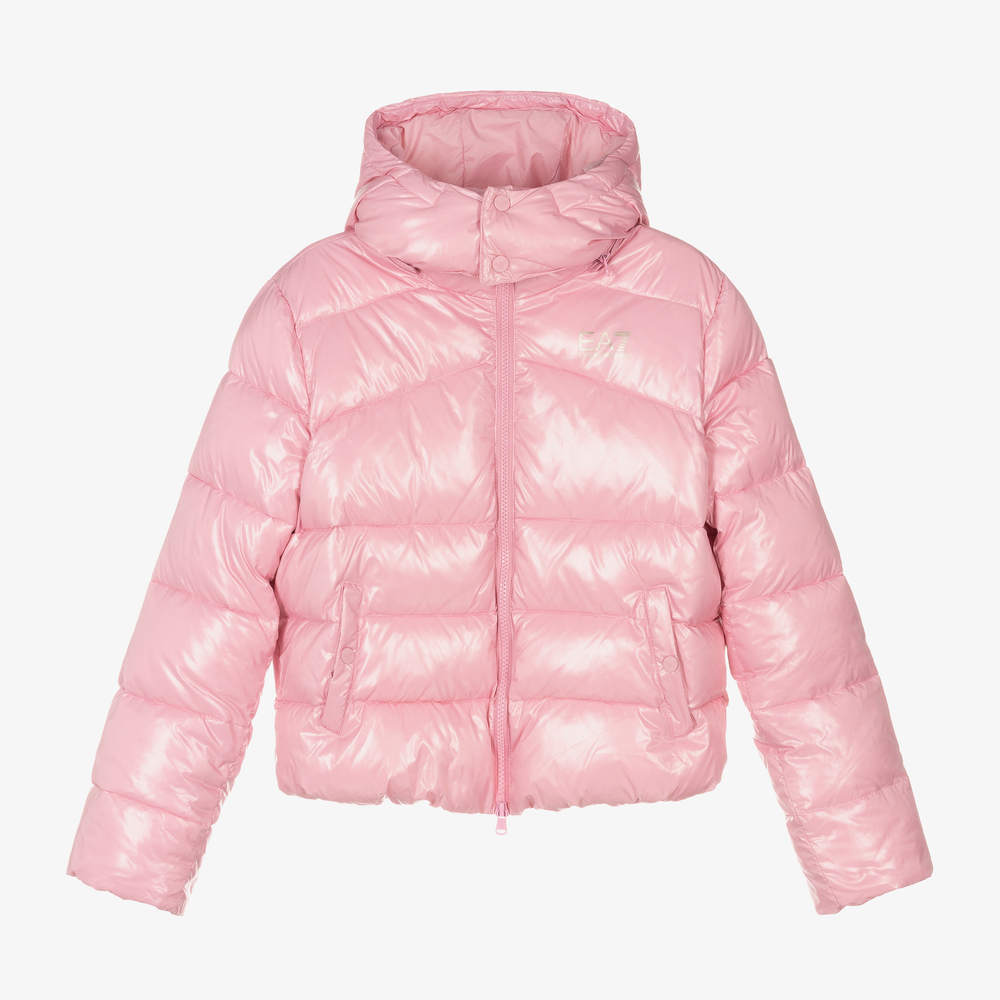 EA7 Emporio Armani - Teen Girls Pink Puffer Jacket | Childrensalon