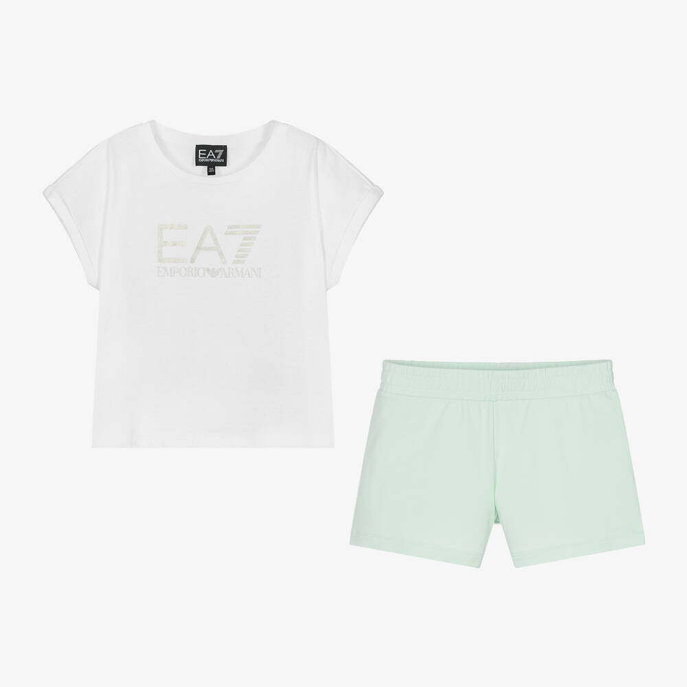 White ea7 shorts cheap