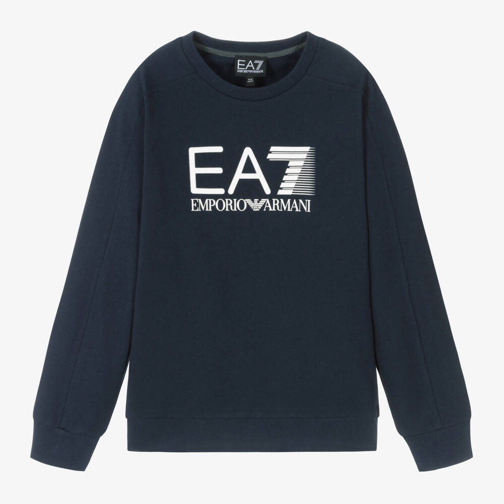 EA7 Emporio Armani - Teen Navy Blue Logo Sweatshirt | Childrensalon