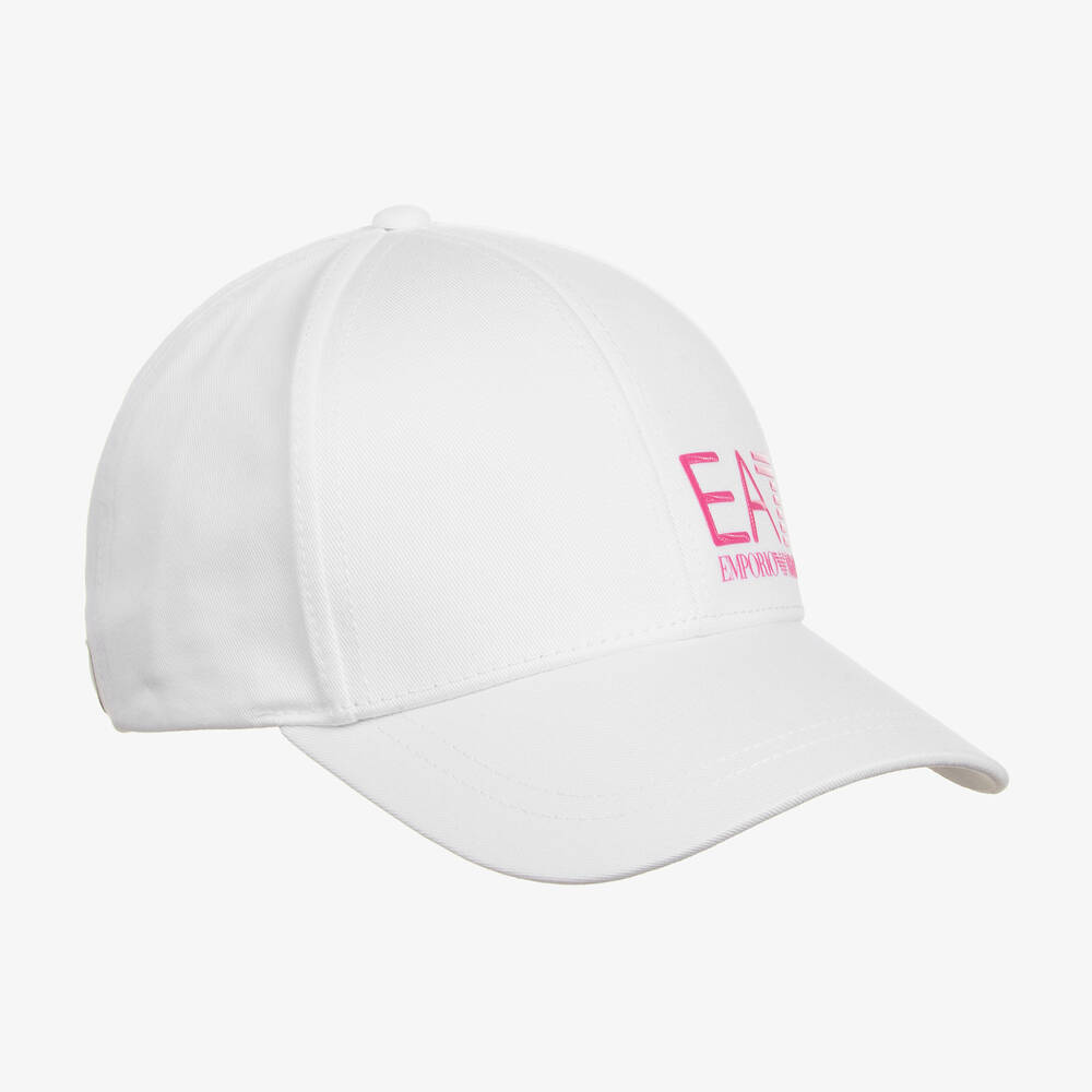 White Cotton EA7 Logo Cap