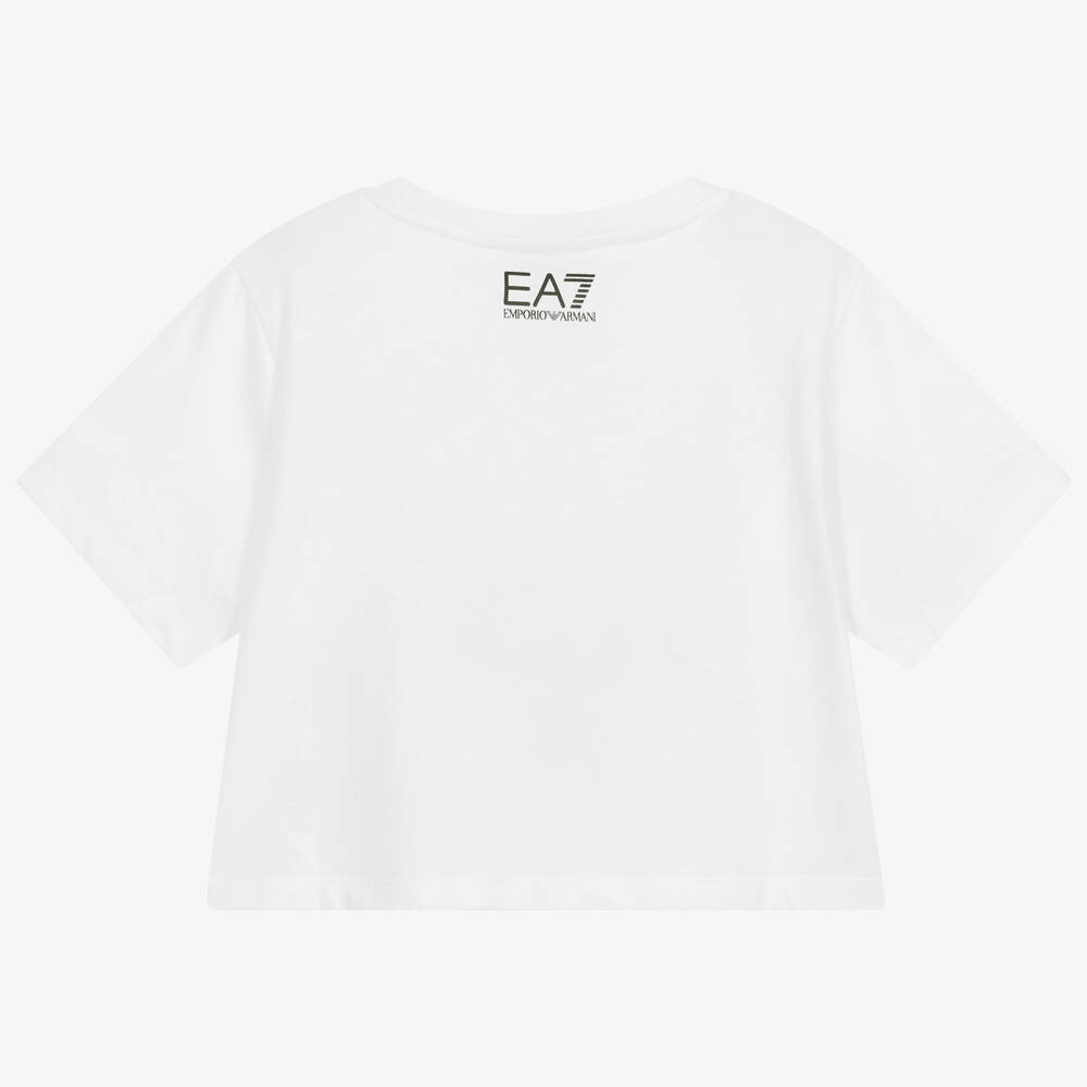 EA7 Emporio Armani-Белая укороченная футболка | Childrensalon Outlet
