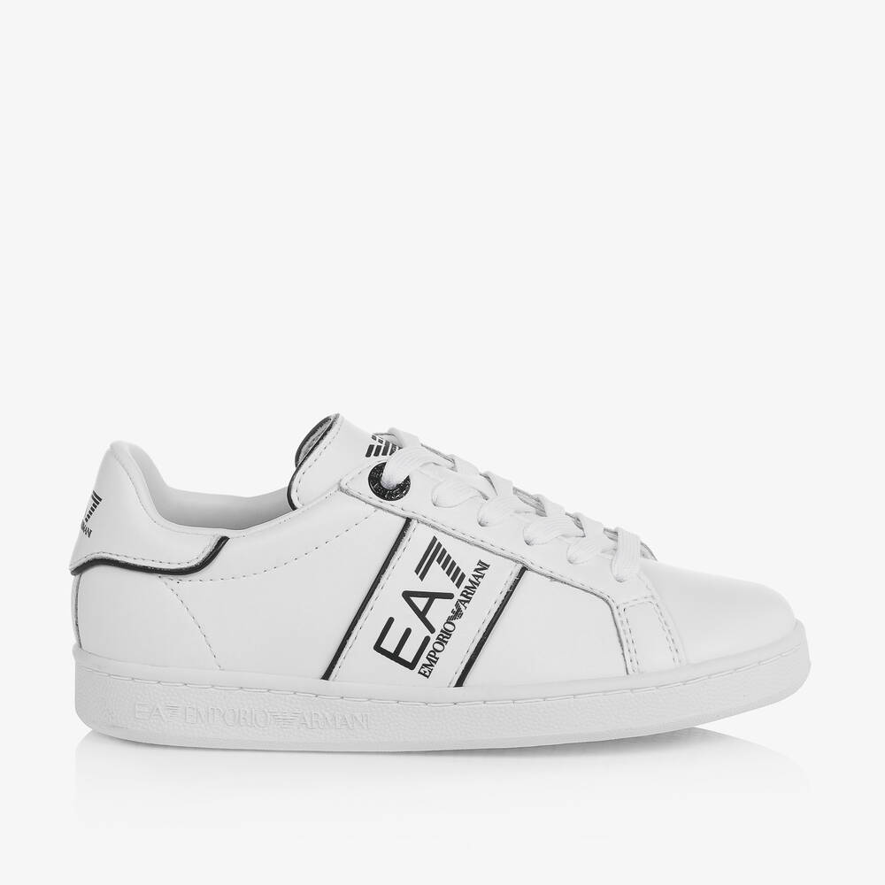 White leather lace up trainers top