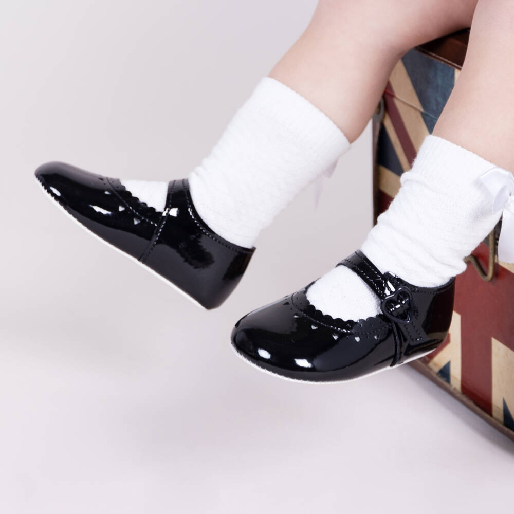 Early Days-Baby Girls Black Patent Pre-Walker Shoes | Childrensalon Outlet