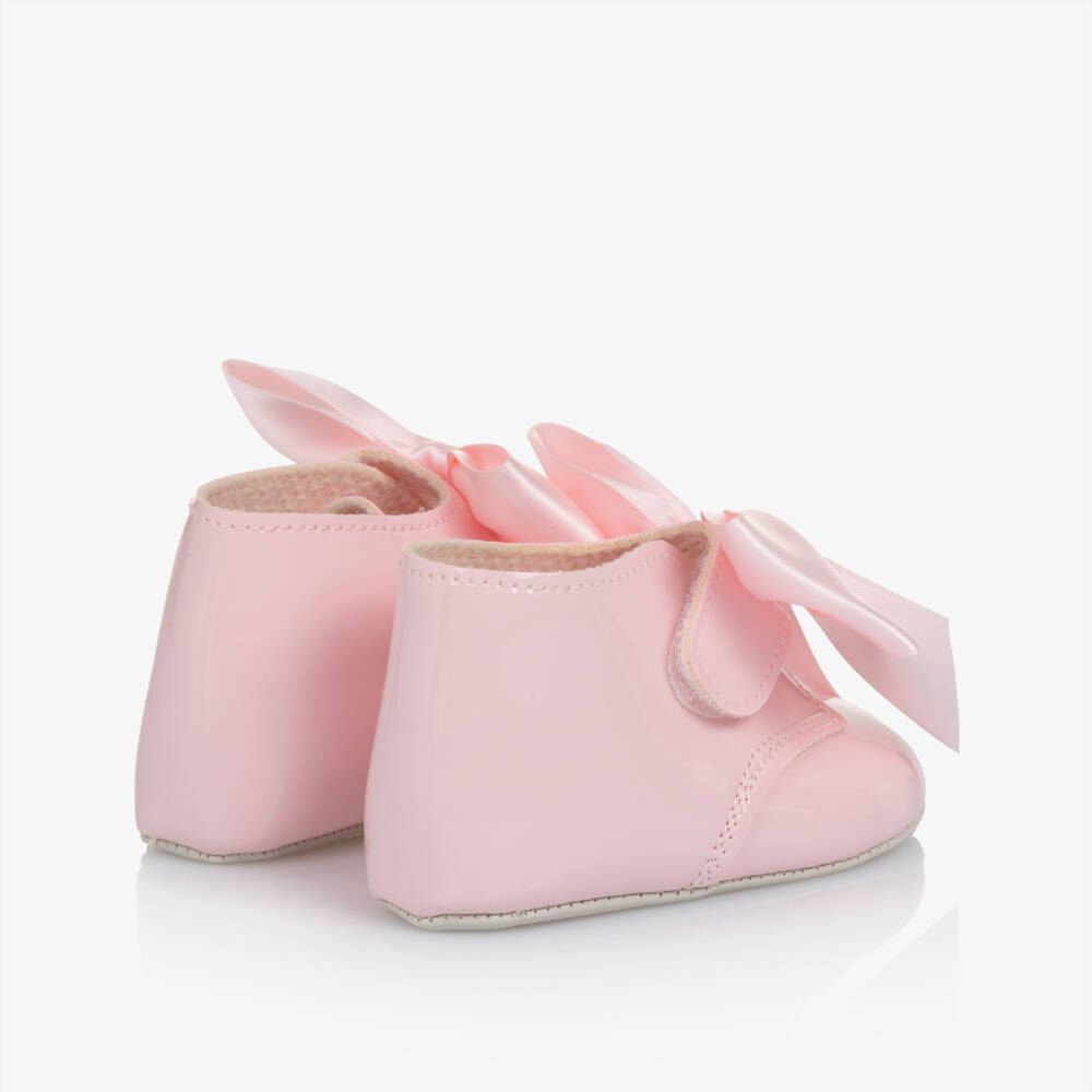 Early Days-Baby Girls Pink Patent Pre-Walker Boots with Satin Bow | Childrensalon Outlet