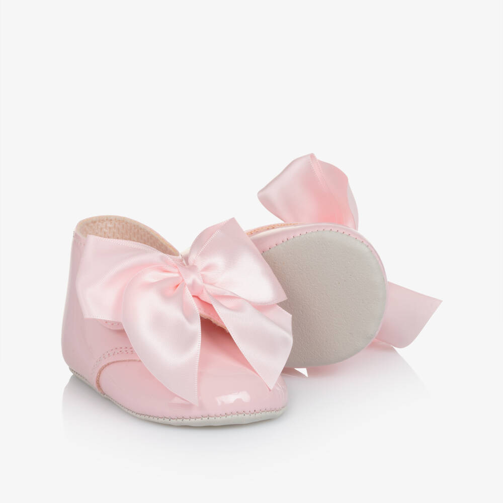 Early Days-Baby Girls Pink Patent Pre-Walker Boots with Satin Bow | Childrensalon Outlet