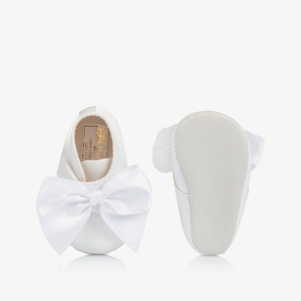 Early Days-Baby Girls White Patent Pre-Walker Boots with Satin Bow | Childrensalon Outlet