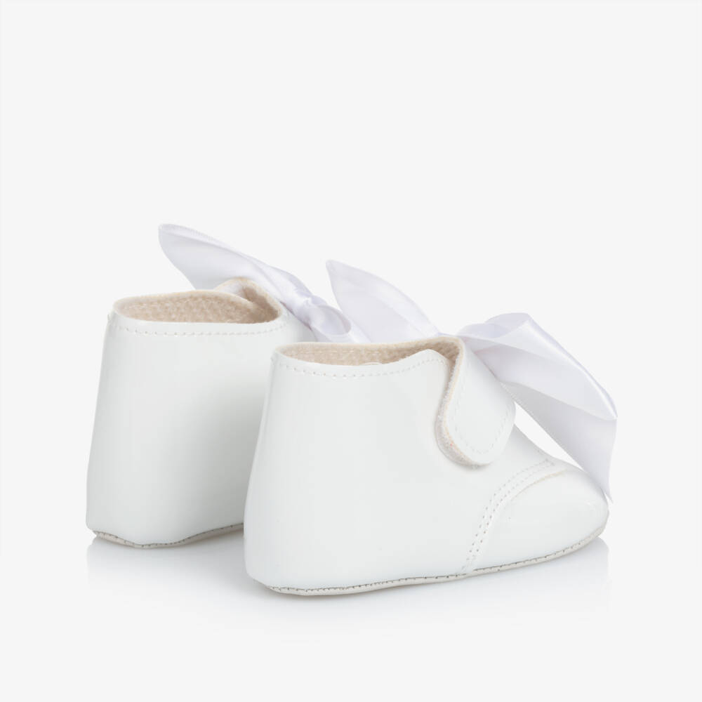 Early Days-Baby Girls White Patent Pre-Walker Boots with Satin Bow | Childrensalon Outlet