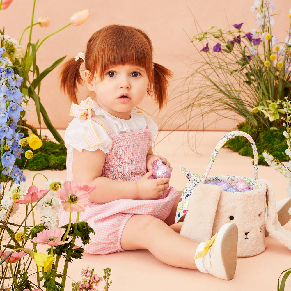 Early Days-Baby Girls White Pre-Walker Shoes with Yellow Gingham Bows | Childrensalon Outlet