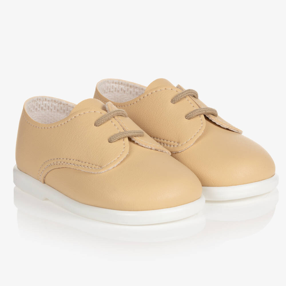 Early Days-Beige First Walker Lace-Up Shoes | Childrensalon Outlet