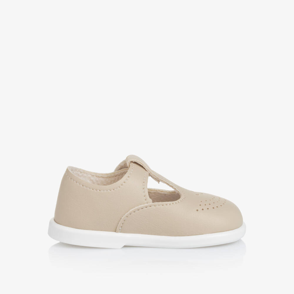 Early Days-Beige T-Bar First Walker Shoes | Childrensalon Outlet
