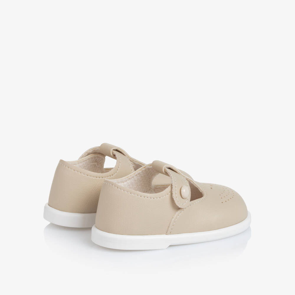 Early Days-Beige T-Bar First Walker Shoes | Childrensalon Outlet